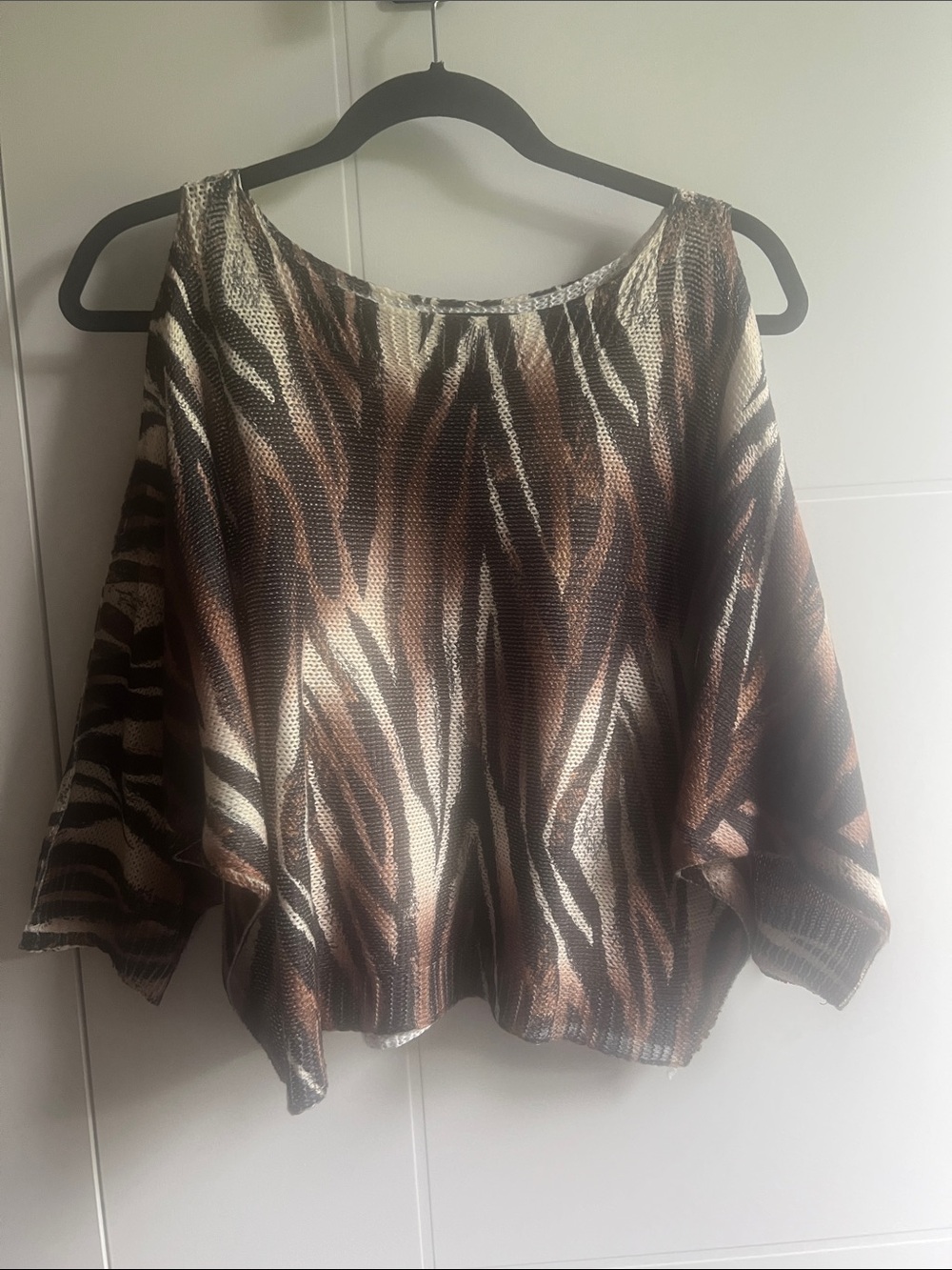 Made in Italy 🇮🇹 Animal Print Boatneck Top in Brown, Black & Cream